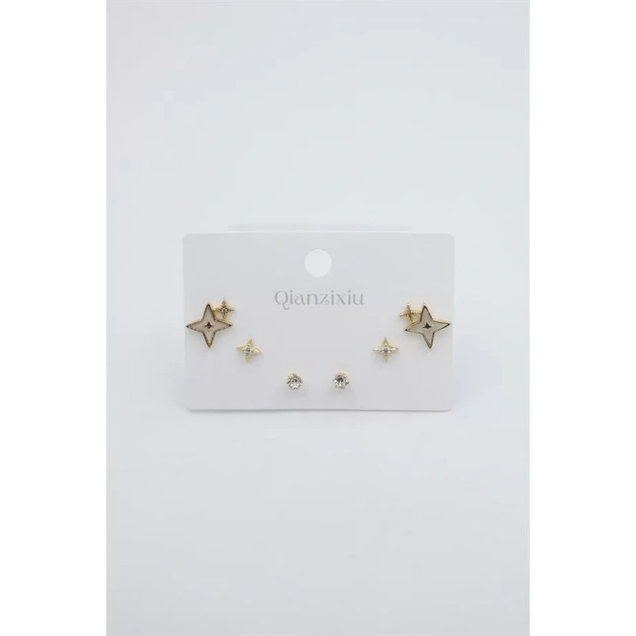 Çoklu Set Küpe - Altın