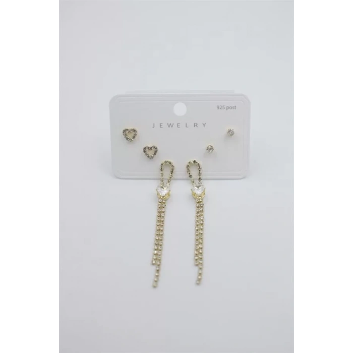 Çoklu Set Küpe - Altın