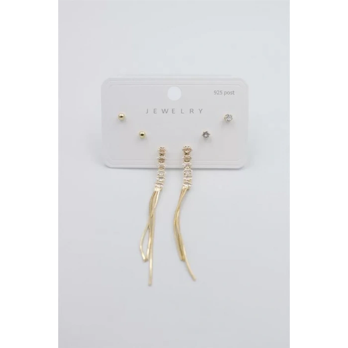 Çoklu Set Küpe - Altın