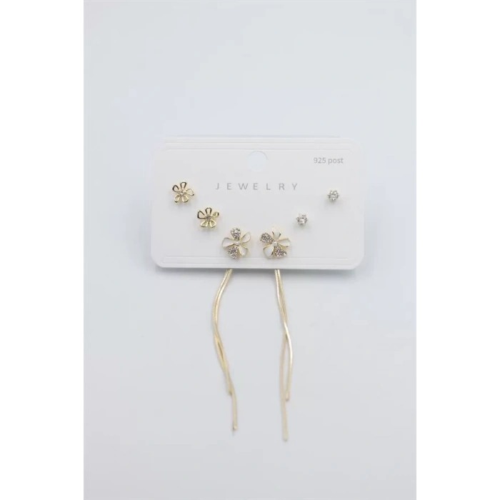 Çoklu Set Küpe - Altın