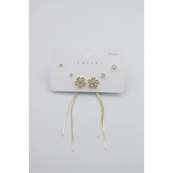 Çoklu Set Küpe - Altın