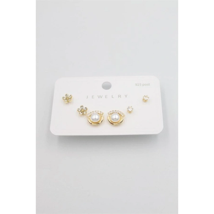 Çoklu Set Küpe - Altın