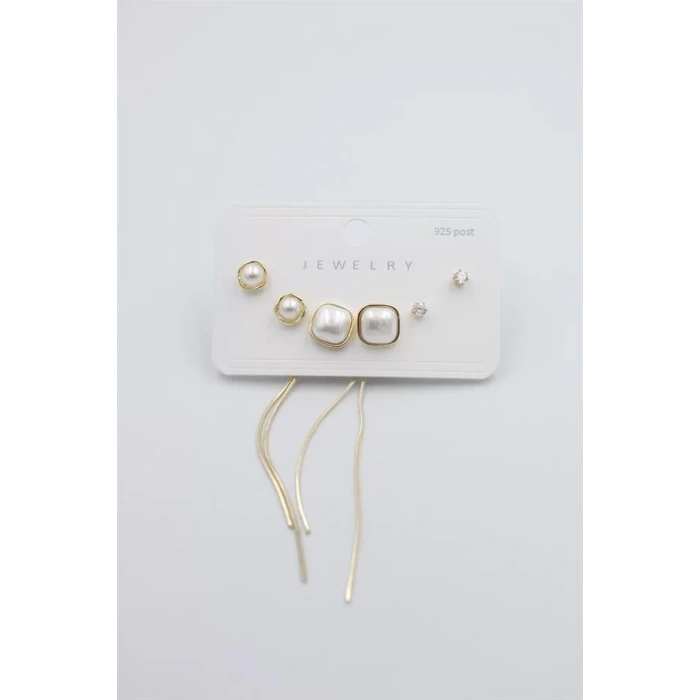 Çoklu Set Küpe - Altın