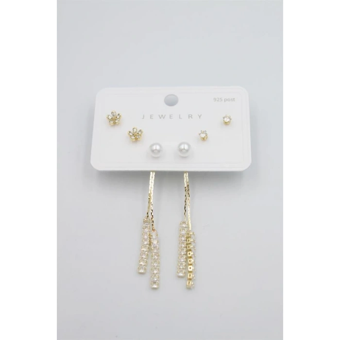 Çoklu Set Küpe - Altın