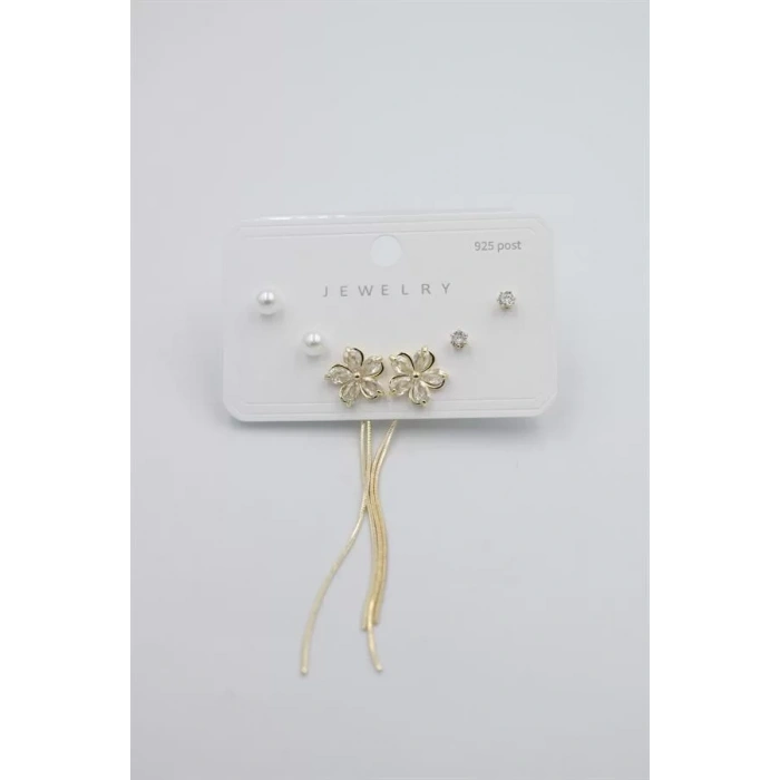 Çoklu Set Küpe - Altın