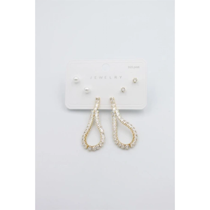 Çoklu Set Küpe - Altın