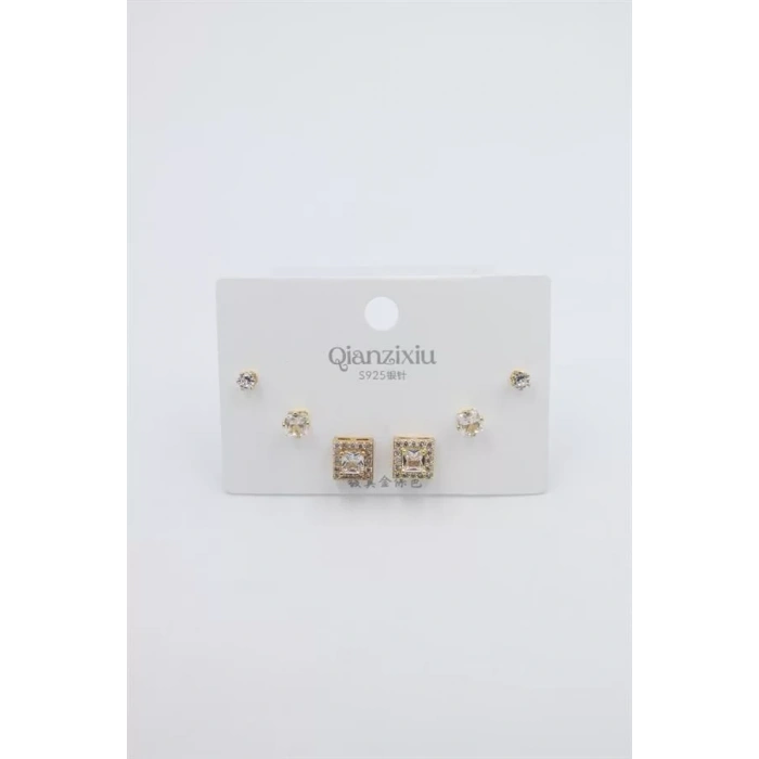 Çoklu Set Küpe - Altın