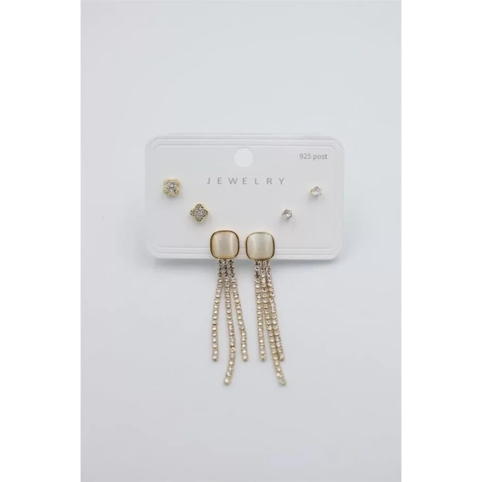 Çoklu Set Küpe - Altın