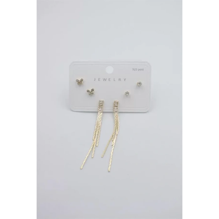 Çoklu Set Küpe - Altın