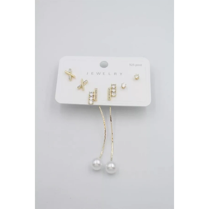 Çoklu Set Küpe - Altın