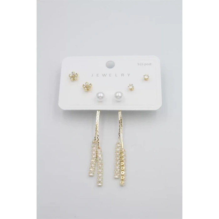 Çoklu Set Küpe - Altın