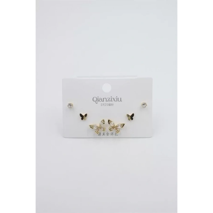 Çoklu Set Küpe - Altın