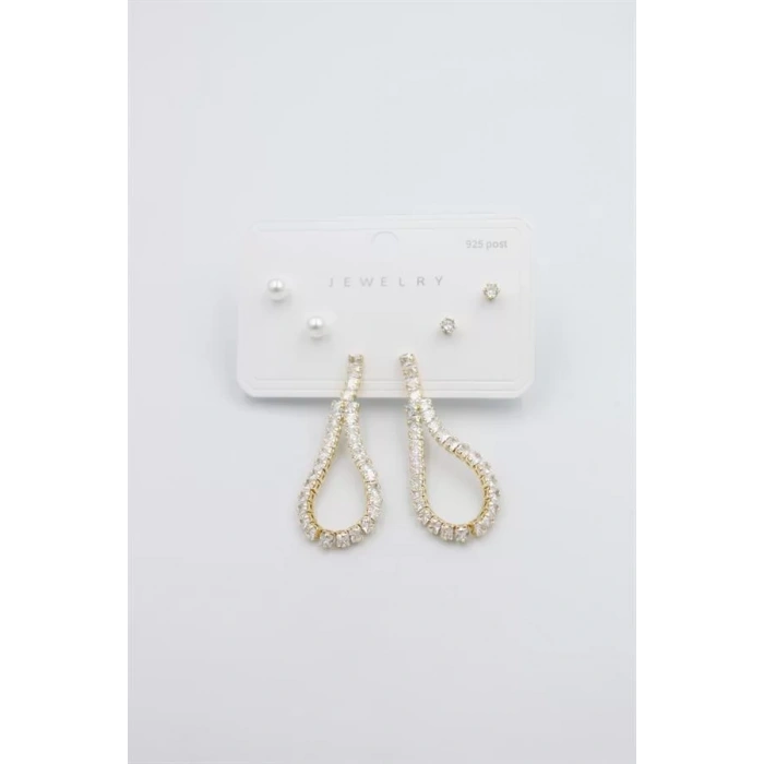 Çoklu Set Küpe - Altın