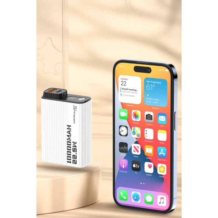 A40Q 10.000 mAh PD 20W Mini Powerbank - Siyah-Beyaz