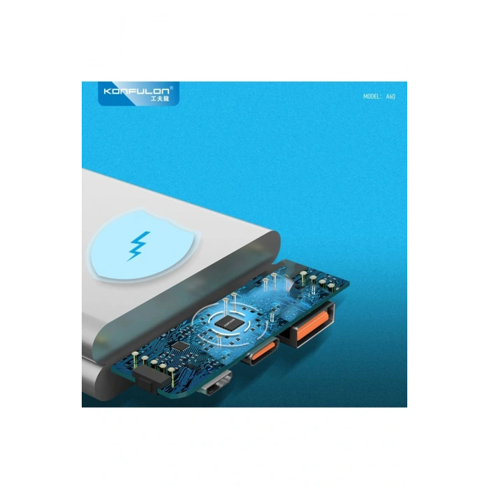 A6Q 22.5W Usb 3.0 ve 20W Type-C Çıkışlı 10.000 mAh PD Powerbank - Siyah