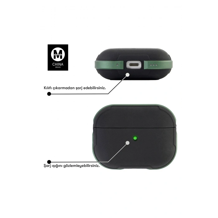 Airpods 3 (3.nesil) MO-A8 Armor Kılıf - Koyu Yeşil