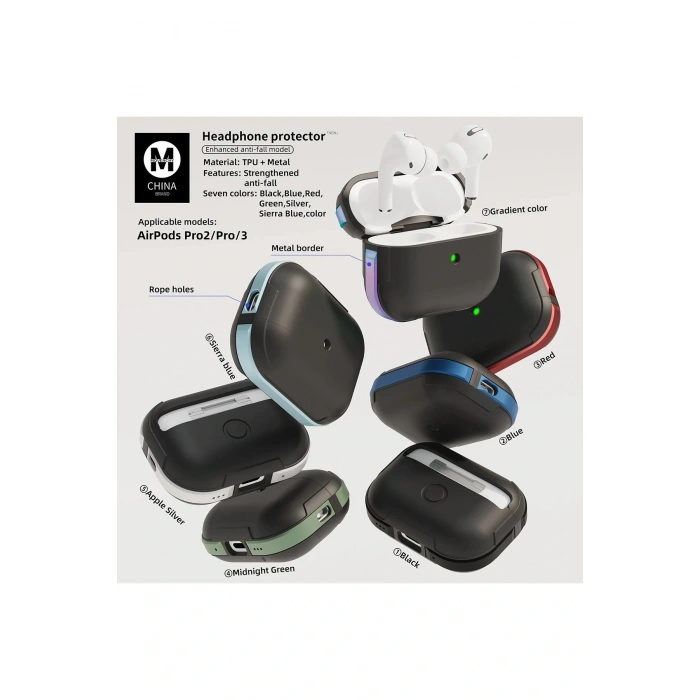 Airpods 3 (3.nesil) MO-A8 Armor Kılıf - Lacivert