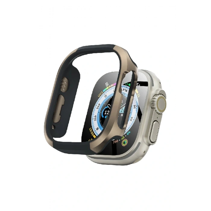 Apple Watch Ultra 49mm MO-WT3 Alüminyum Camlı Kasa Ekran Koruyucu - Gold