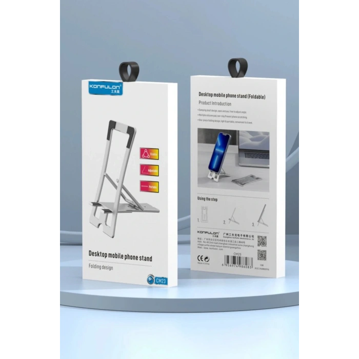 CM23 Ayarlanabilir Katlanabilir Masaüstü Telefon Tutucu - Gümüş