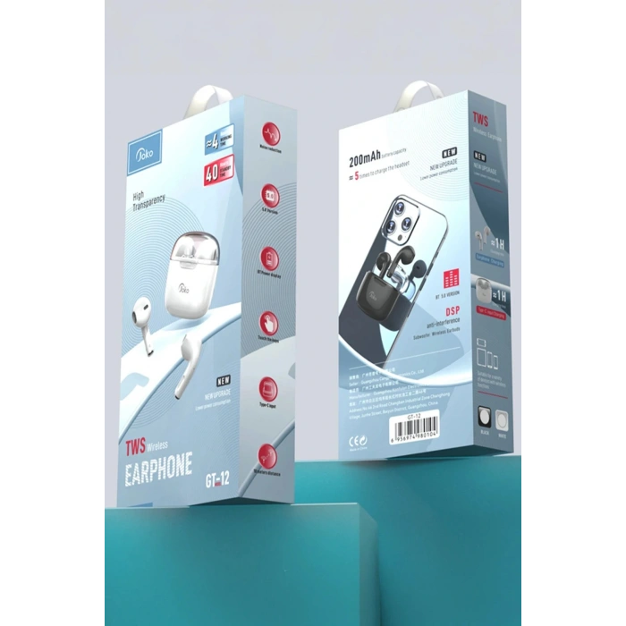 GT12 Kablosuz Airpods Kulaklık - Siyah