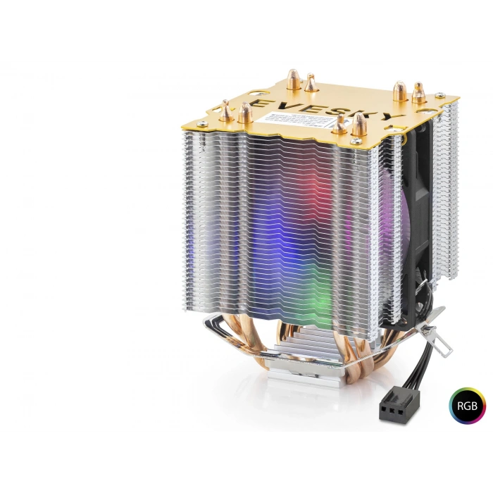 Cpu İşlemci Kule Tipi Soğutucu 500 Serisi Çift Fanlı 4 Bakır Borulu Rgb - Siyah ND2604