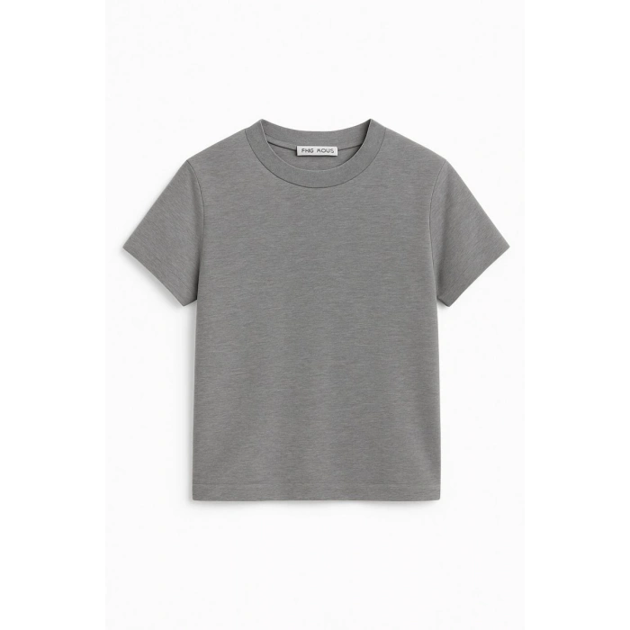 Crop Kısakollu Body Gri Renk