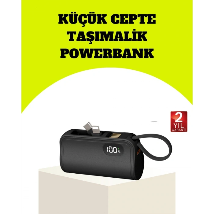 Dahili Type-c Konektörlü Mini 2000mah Powerbank