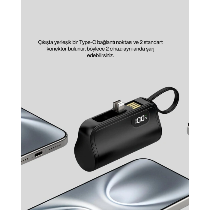 Dahili Type-c Konektörlü Mini 2000mah Powerbank