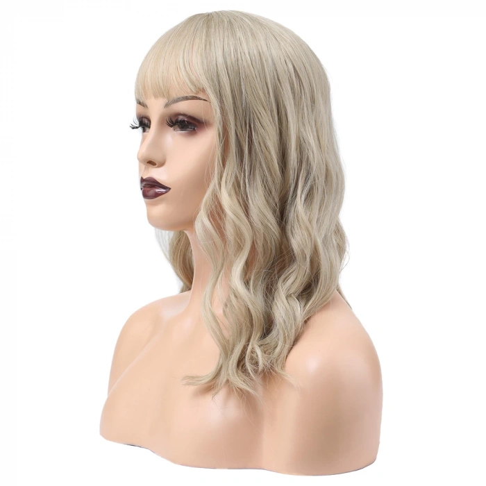 Dalgalı Kısa Perçemli Fiber Sentetik Peruk - Balköpüğü / Platin Röfleli