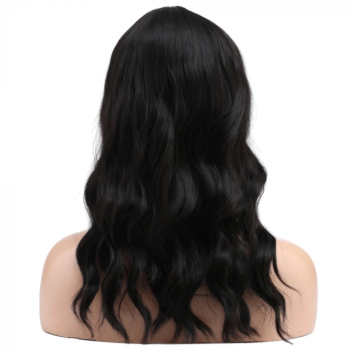 Dalgalı Kısa Perçemli Fiber Sentetik Peruk - Koyu Kestane