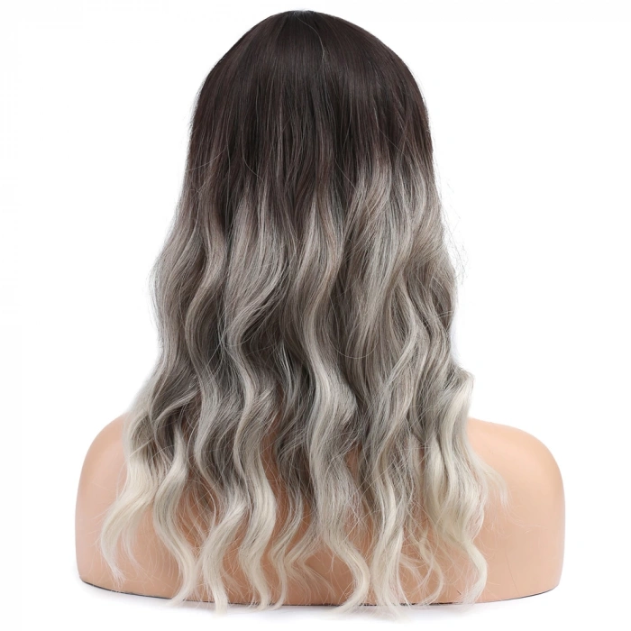 Dalgalı Kısa Perçemli Fiber Sentetik Peruk - Ombre ve Röfleli