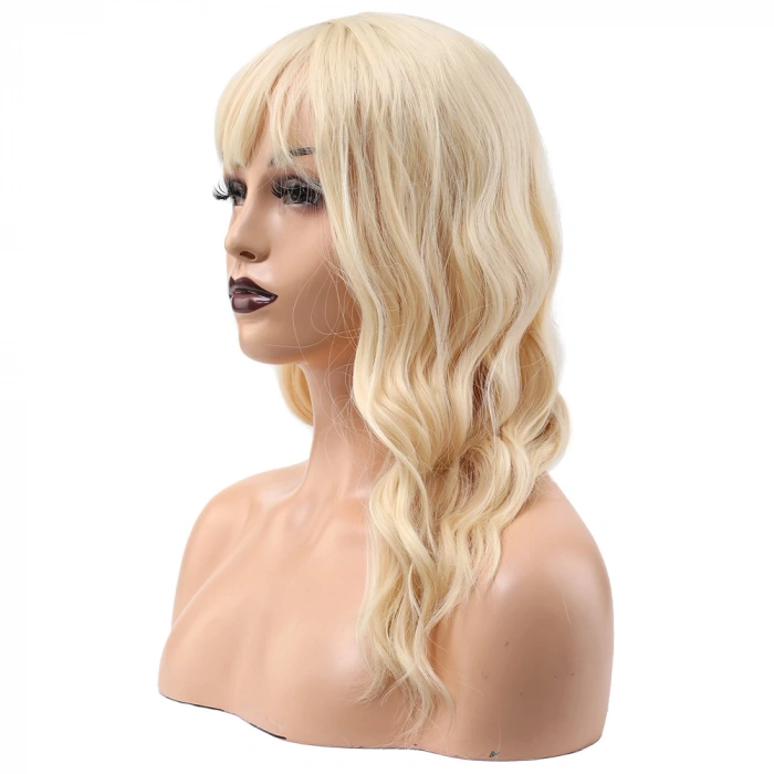 Dalgalı Kısa Perçemli Fiber Sentetik Peruk - Platin