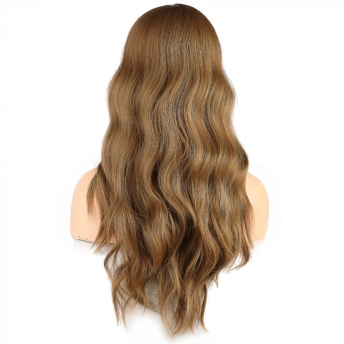 Dalgalı Perçemli Fiber Sentetik Orta Boy Peruk - Bebek Kumralı