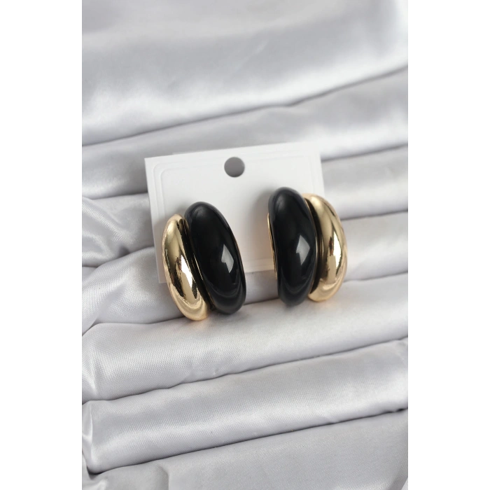 Damla Model Siyah Vintage Gold Renk Kadın Küpe - TJ-BKP11666