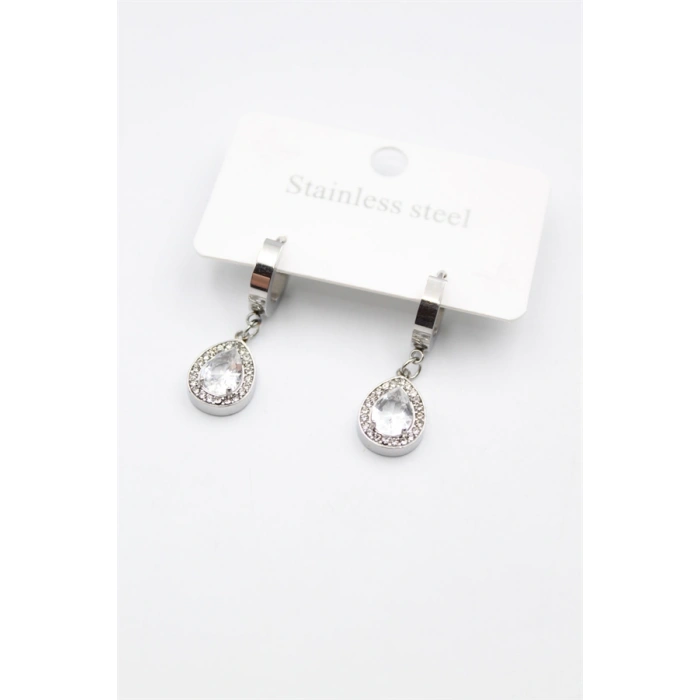 Damla Taşlı Küpe - Gümüş