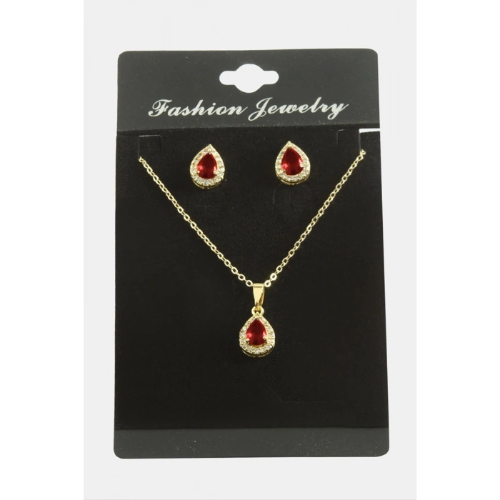 Damla Zirkon Taşlı Set Kolye