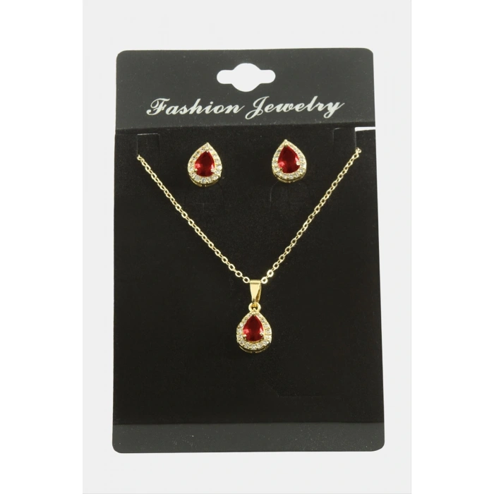 Damla Zirkon Taşlı Set Kolye