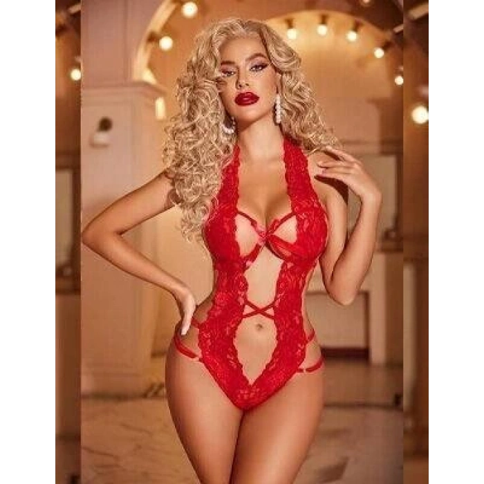 Dantelli Derin Dekolteli Seksi Body