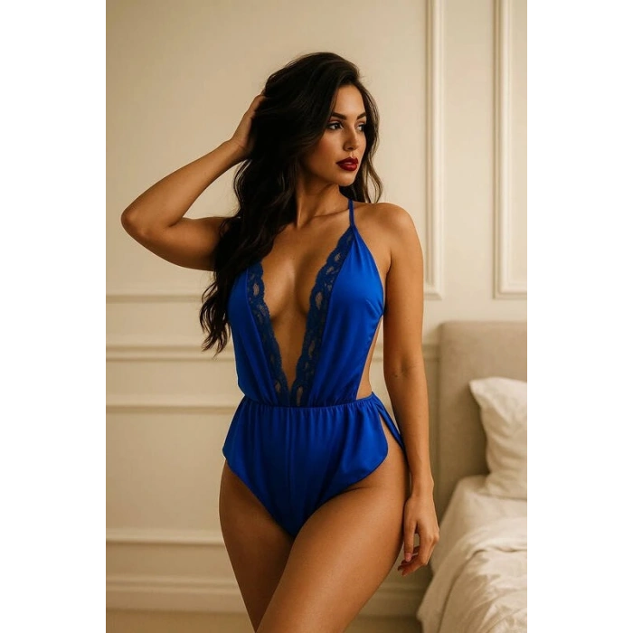 Dantelli Derin V Dekolteli Body