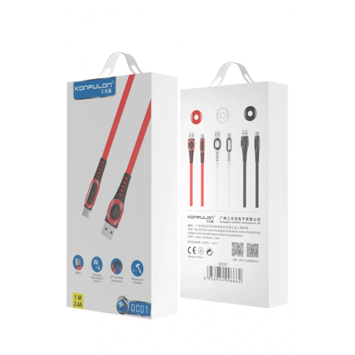 DC01 Süper Hızlı Micro USB Kablo 1M 2.4A - Kırmızı