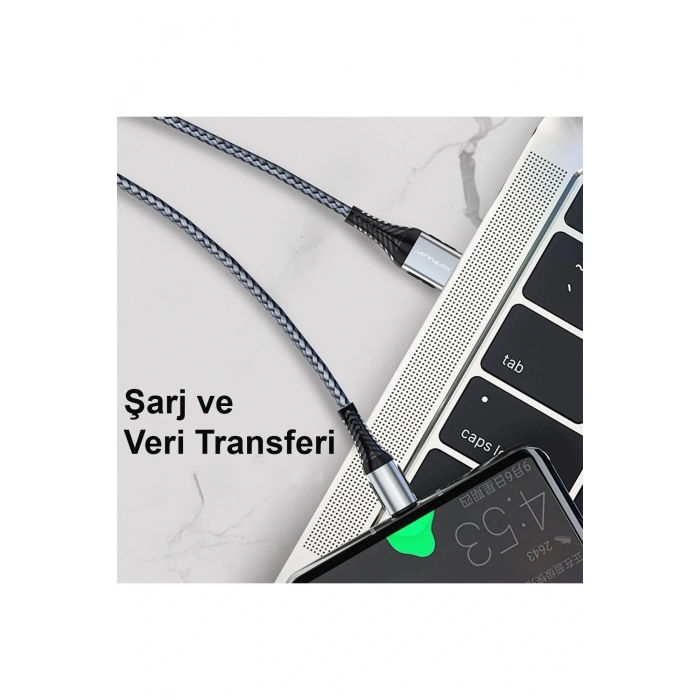 DC33 Usb 3.0 to Lightning 1M Tel Örgü 60W Kablo - Gümüş