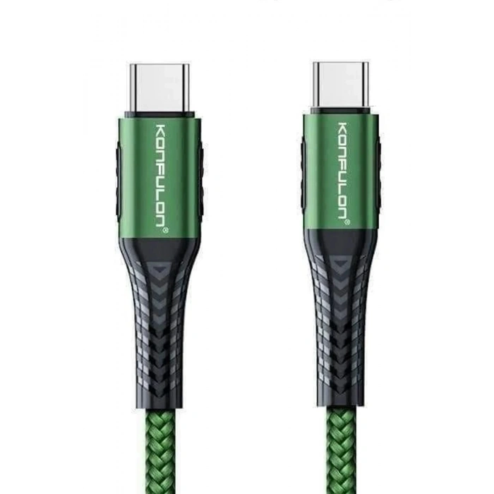 DC43 Type-C to Type-C 1M Örgü 60W Hızlı Şarj Kablo - Yeşil