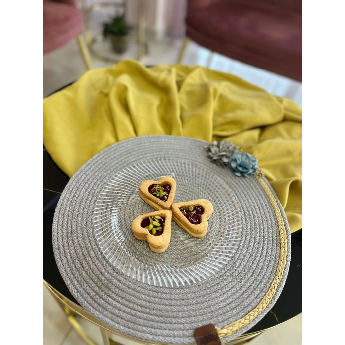 Decohandy 39cm Çiçekli Jüt Örme Supla Amerikan Servis