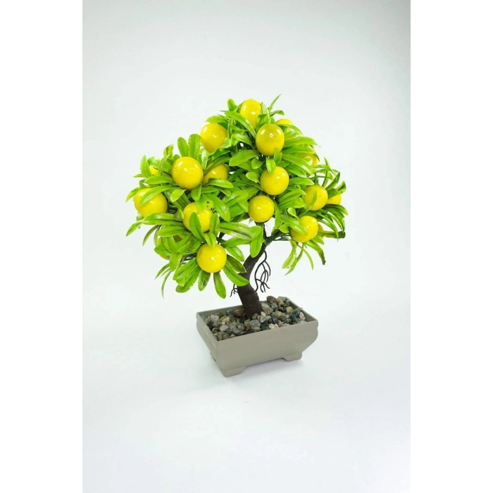 Dekor Ağaç Limon Ağacı Saksılı Dekoratif Ağaç Biblo 24x13 cm