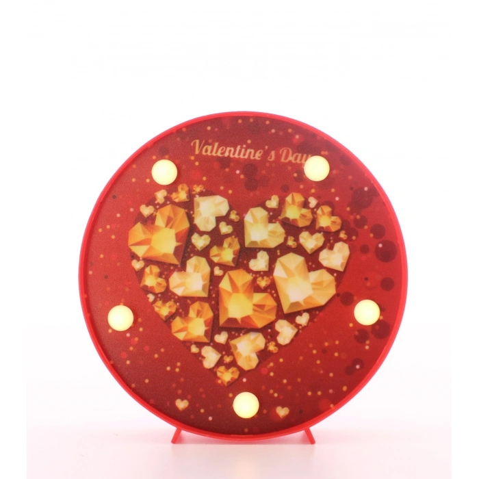 Dekoratif  3D Led Lamba Gold Kalp Temalı  Led Lamba