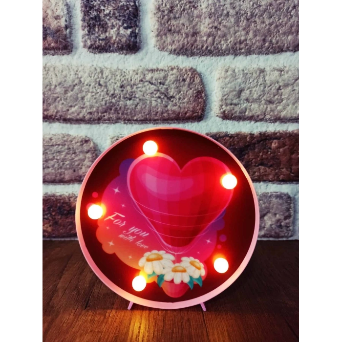 Dekoratif  3D Led Lamba Kalp Temalı Led Lamba
