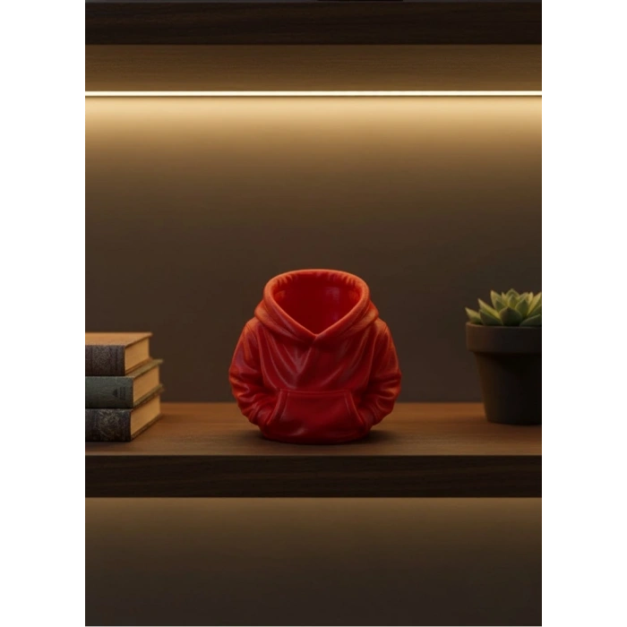 Dekoratif Kırmızı Hoodie Kalemlik 10x10 Cm