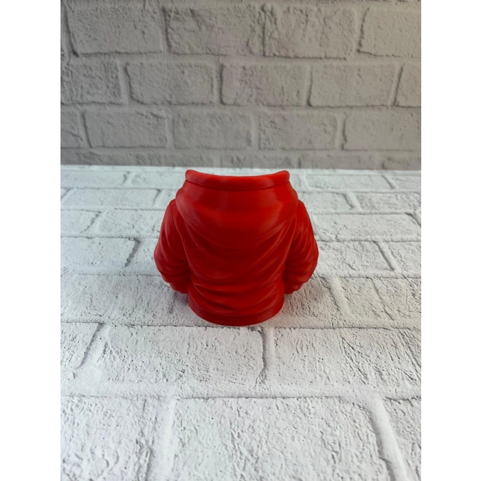 Dekoratif Kırmızı Hoodie Kalemlik 10x10 Cm