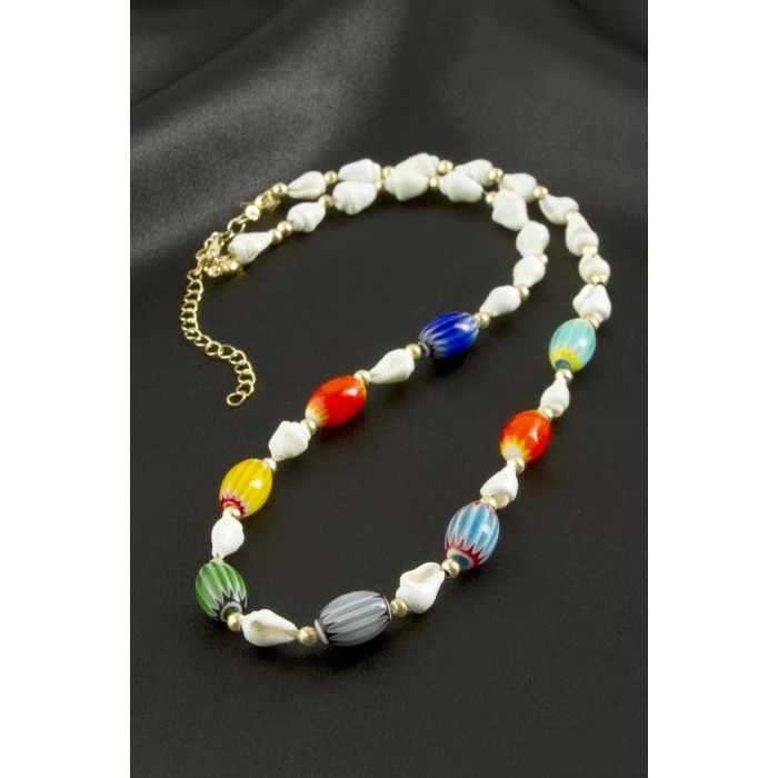 Deniz Kabuğu Cam Boncuk Kolye