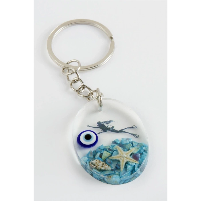 Deniz Kızı Oval Epoksi Anahtarlık